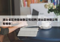 湖北省区块链金融公司招聘[湖北区块链公司有哪些]